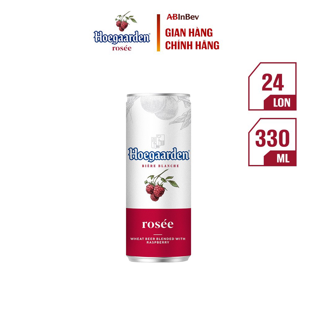 Bia Hoegaarden rosée hương vị trái cây thùng 24 lon (330ml/lon)