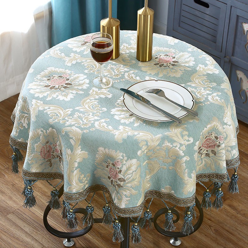 Bán trước❦☎Bàn cafe phong cách Châu Âu, khăn trải , bông và vải lanh hình chữ nhật tròn phòng khách nhà phương