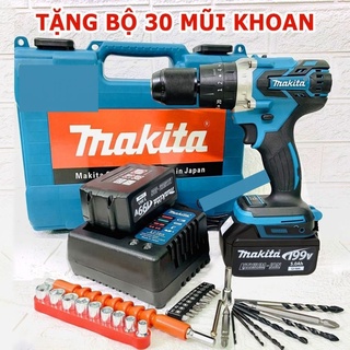 Máy khoan pin cầm tay Makita 2 PIN 199V chính hãng không chổi than cầm tay bắn bắt vặn vít đục khoan bê tông giá rẻ