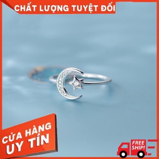 💫 nhẫn bạc s925 💫 nhẫn trăng sao freesize đính đá lấp lánh 💫 hot trend 💫