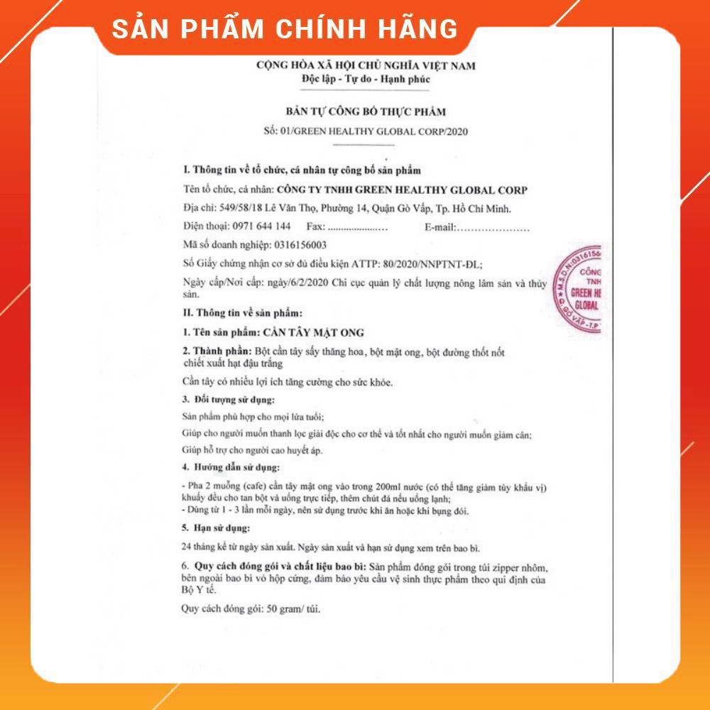 CHÍNH HÃNG Bột cần tây mật ong [Chính Hãng] tạm biệt mỡ thừa, đẹp đáng đẹp da (Hộp 14 gói)