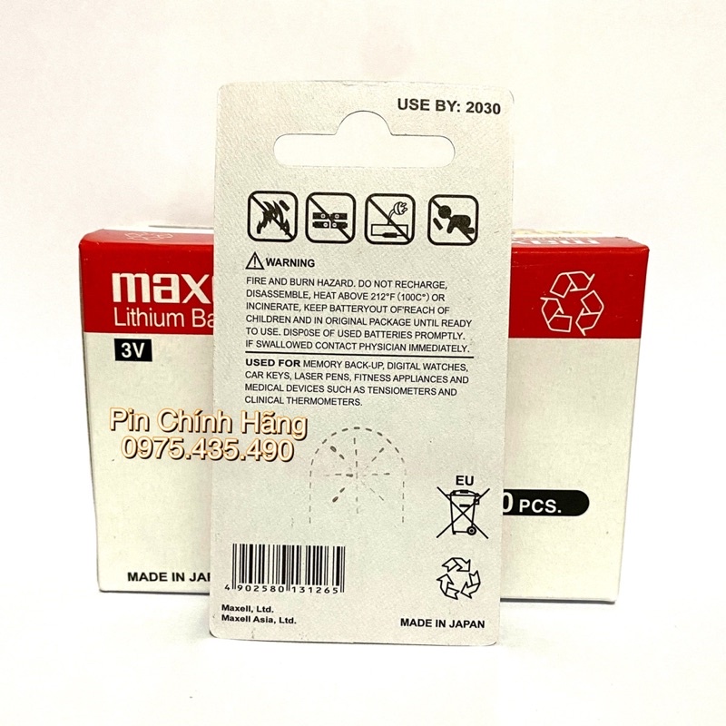 Pin CR2025 Maxell Cao Cấp Chính Hãng Made in Japan Vỉ 1 Viên