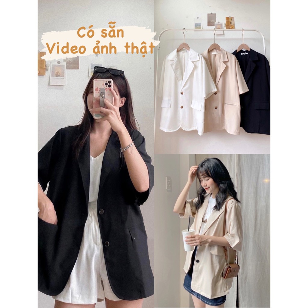 [Video ảnh thật] ÁO BLAZER 1 LỚP CỘC TAY TÚI NẮP ULZZANG