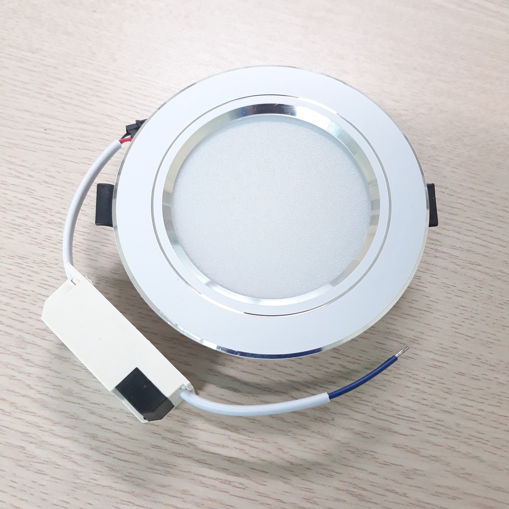 Đèn led âm trần viền bạc 9w 3 chế độ - Phi 110 -