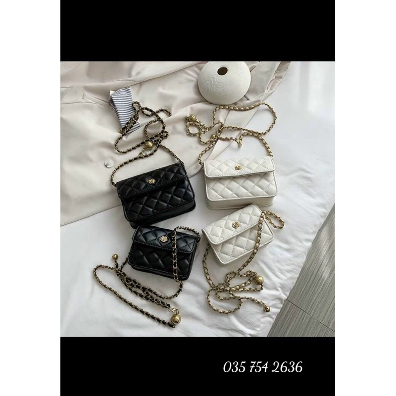 Set 2 Túi Đeo Chéo Đính Hoa Trám Phồng