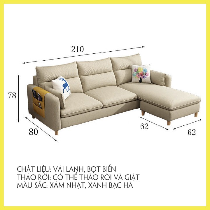 Bộ Sofa Phòng Khách Chung Cư, Nhà Ở Kèm Đôn Ghế, Nội Thất Gia Đình