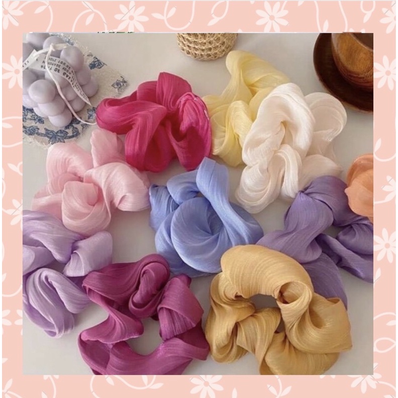Chun cột tóc Scrunchies vải lụa mềm