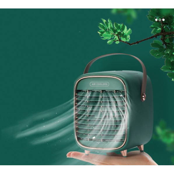 FREESHIP:Quạt điều hòa không cần cắm điện Air Cooler Fan Mini Desktop Air Conditioner with Night Light Mini