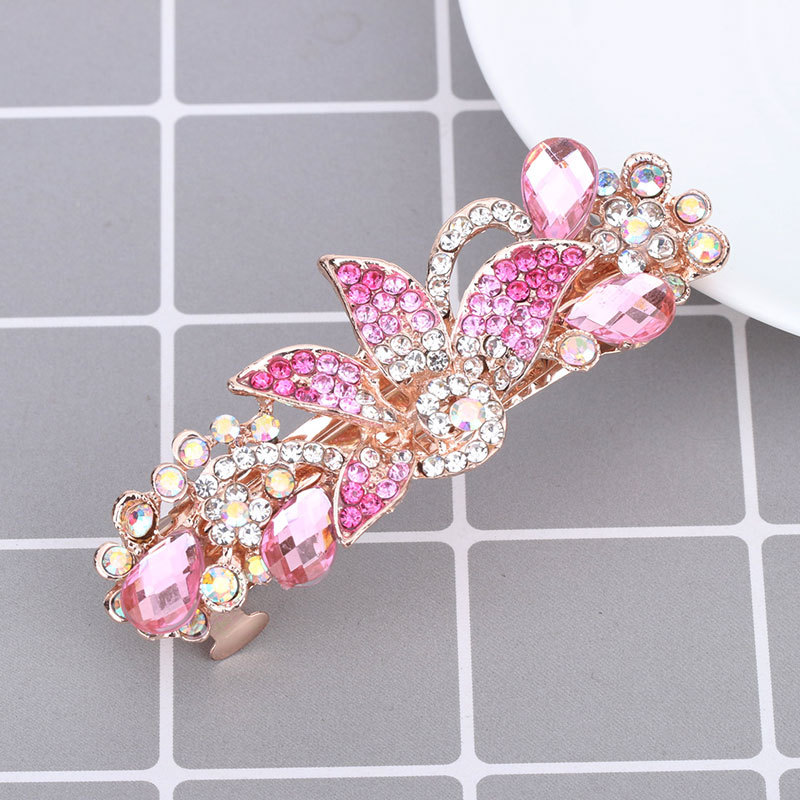 Kẹp Tóc Hình Hoa Đính Đá Đơn Giản Cho Nữ