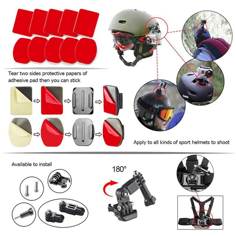 Đế Gắn Camera Hành Trình GoPro 8 7 6 5 4 3M Cho Go Pro Xiaomi Yi SJCAM