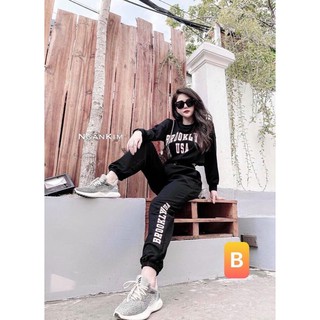 Set bộ thể thao áo croptop thun daka Kiểu dáng y hình