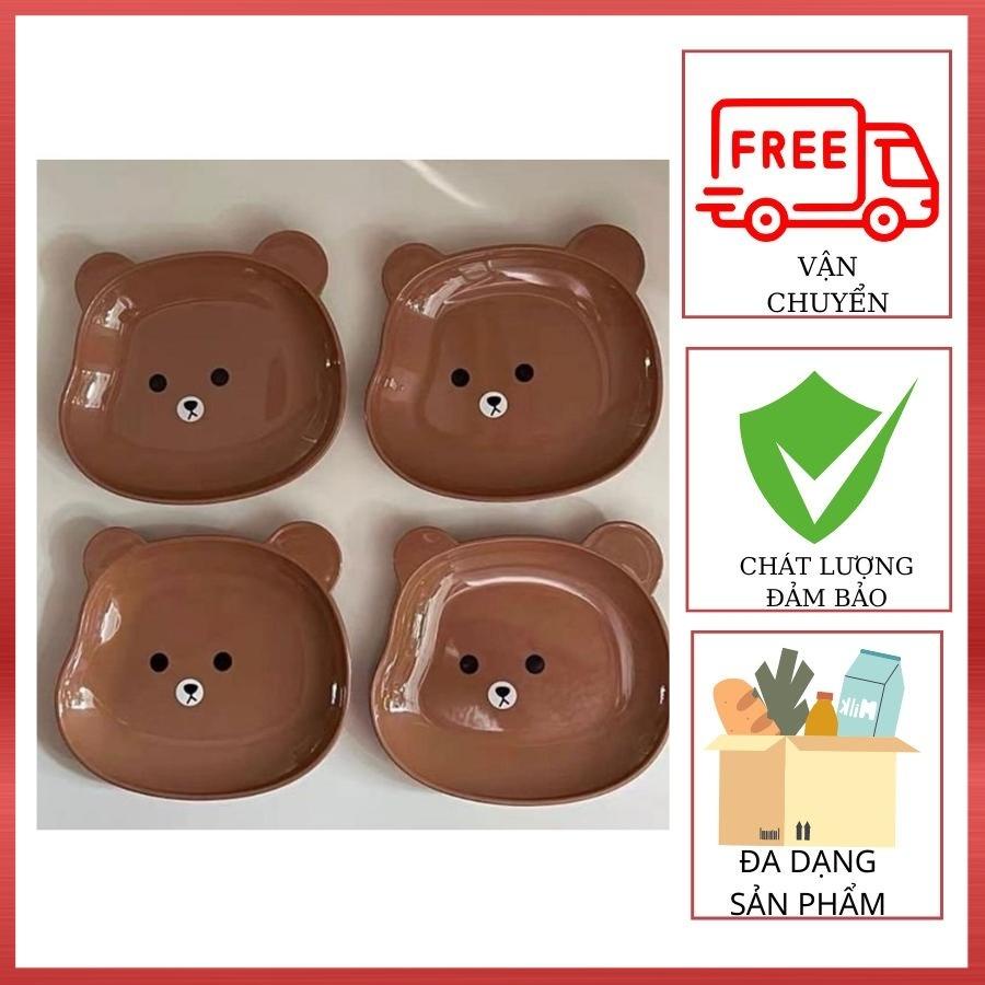 Đĩa Đựng Thức Ăn Vặt Hình Gấu Con Dễ Thương Chất Liệu Nhựa An Toàn