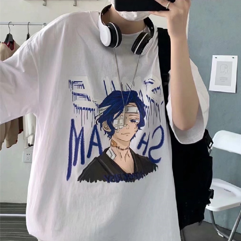 Áo Thun Dáng Rộng In Họa Tiết Hoạt Hình Phong Cách Nhật Bản Thời Trang Mùa Hè Cho Nam