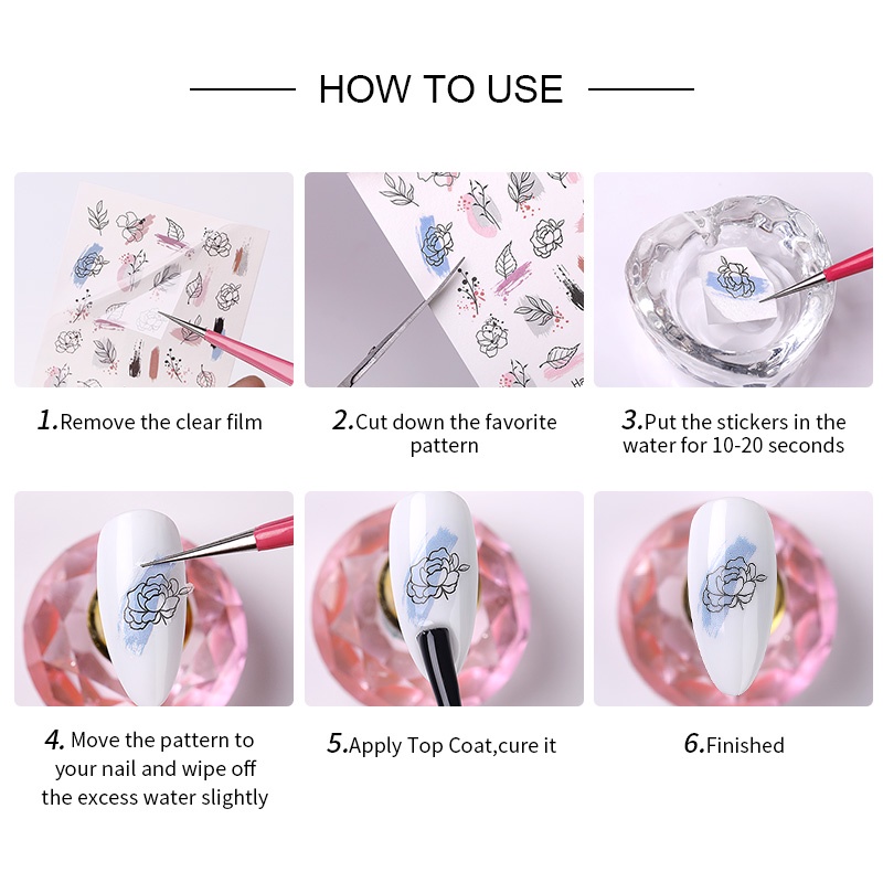 Miếng dán trang trí móng tay UR SUGAR in họa tiết hoa lá/ hoa tuyết/ lá phong đẹp mắt