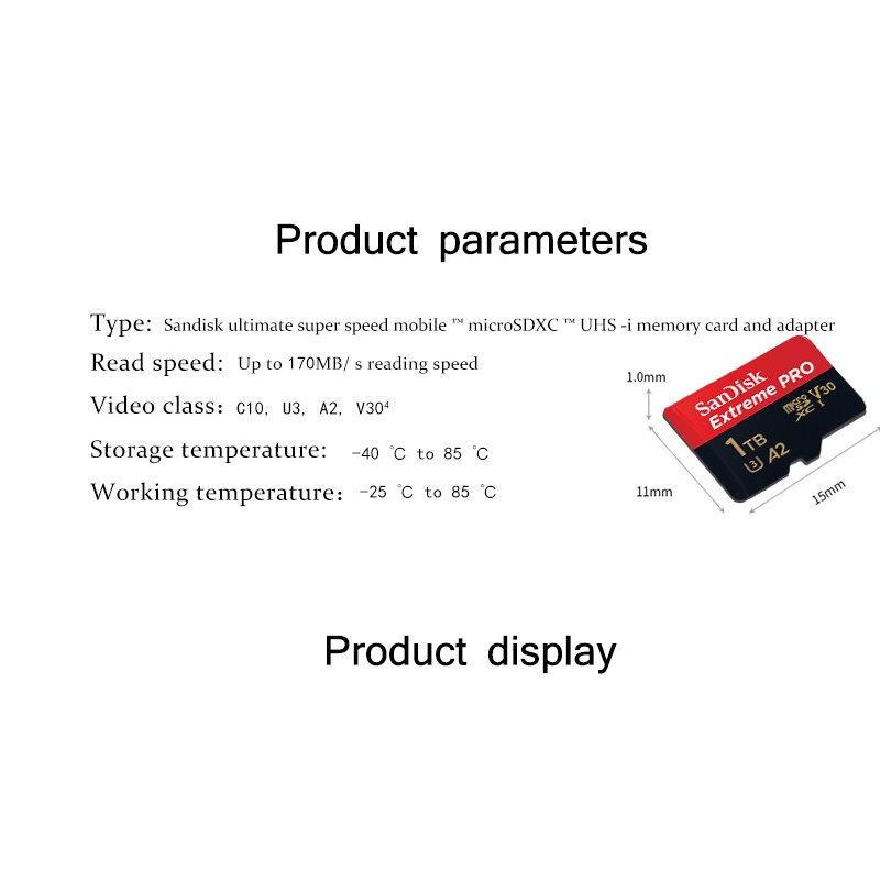 Thẻ Nhớ Micro SD SanDisk 512GB 1TB Extreme PRO U3 V30 A2 Tốc Độ Nhanh Đến 170MB / S TF Card 4K Micro Sdxc