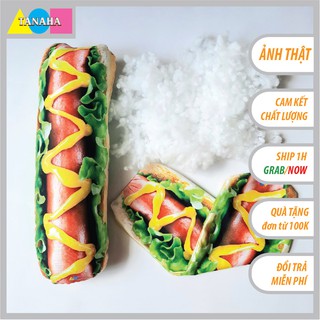 Gấu Bông hình Bánh Mì Xúc Xích 3D cho bé an toàn êm ái - Gối ôm 3D hình Bánh Mì Xúc Xích size 40cm nhồi gòn bi loại 1.