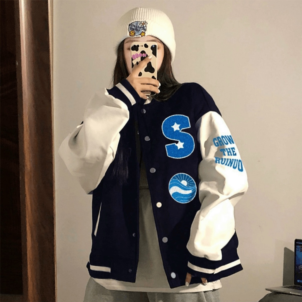 Áo Khoác Nữ Bomber LS Phong Cách Bóng Chày Chất Nỉ Thoáng Mát Form Rộng Che Nắng Thoải Mái Vận Động NEW UNISEX