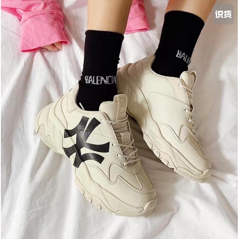 Giày độn đế MLB ny chữ đen Hot trend nam nữ thể thao sneaker tăng chiều cao đế cao 5 phân