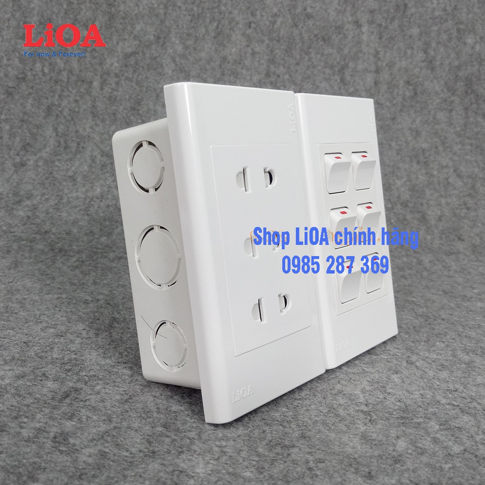 Combo ổ cắm điện ba 2 chấu LiOA 16A 3520W + 6 công tắc điện - Lắp âm tường