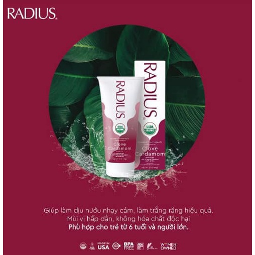 Kem Đánh Răng Hữu Cơ Radius Đủ Vị 85g Mỹ