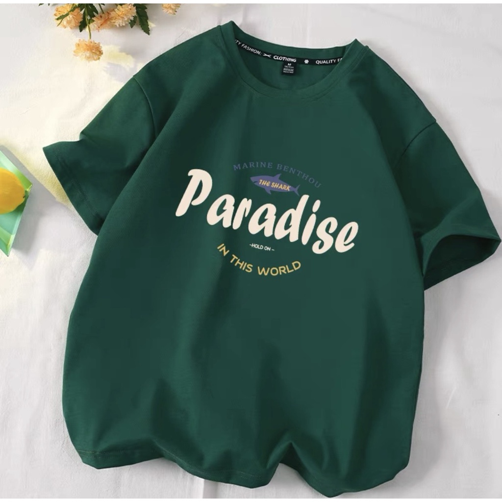 Áo thun phông nam nữ tay lỡ form rộng áo 3158 chất dày dặn cotton xịn in chữ PARASIDE