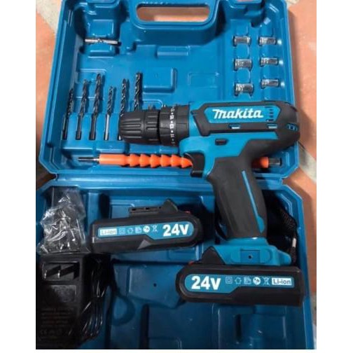 Máy khoan pin Makita 24v 3 chức năng có búa , đầy đủ phụ kiện