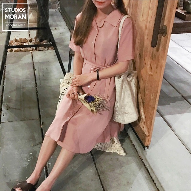 Váy sơ mi buộc eo order