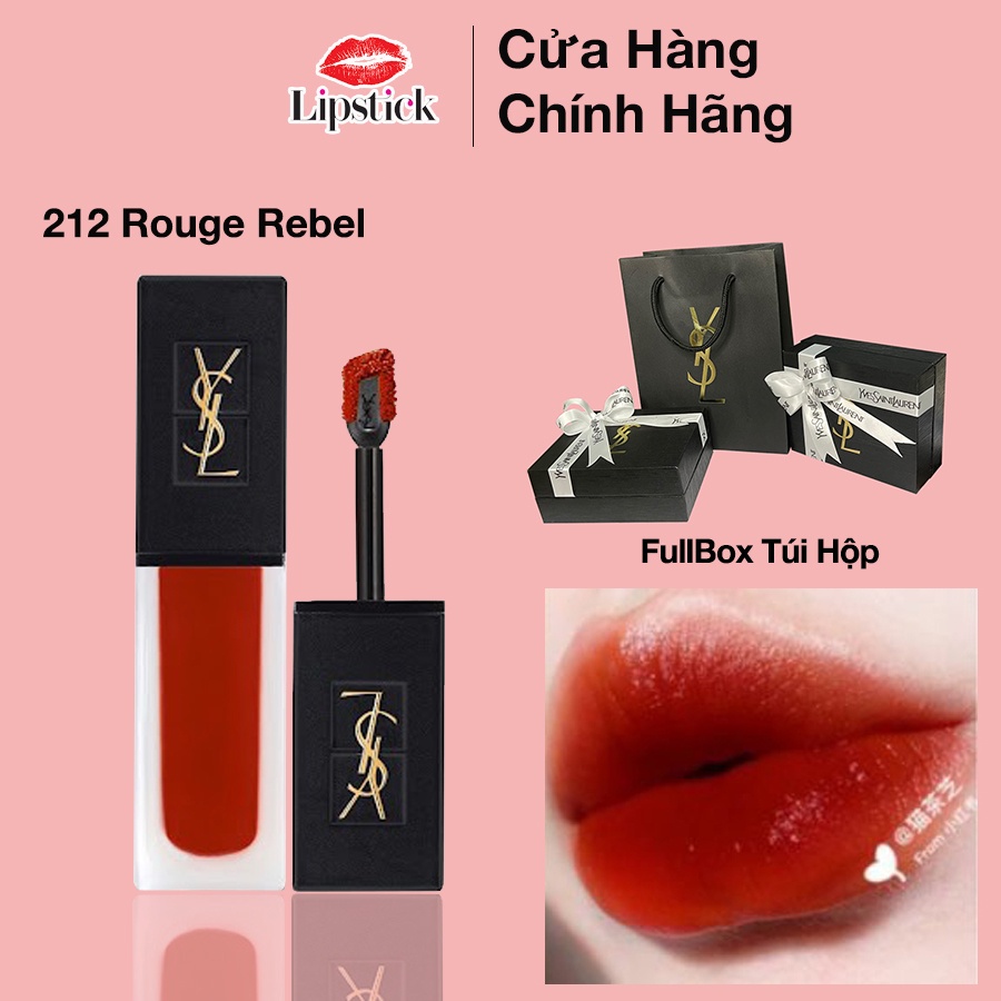 Son Kem YSL 212 Rouge Rebel Đỏ Gạch – Velvet Cream chính hãng tặng kèm fullbox