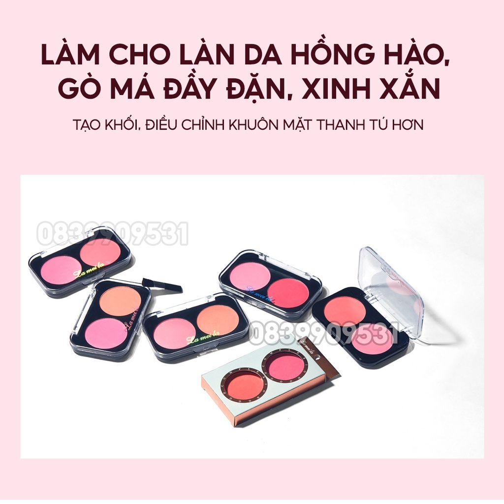 Phấn má hồng cam LAMEILA lâu trôi hộp 2 ô màu tự nhiên bảng phấn má hàng nội địa Trung YASAN