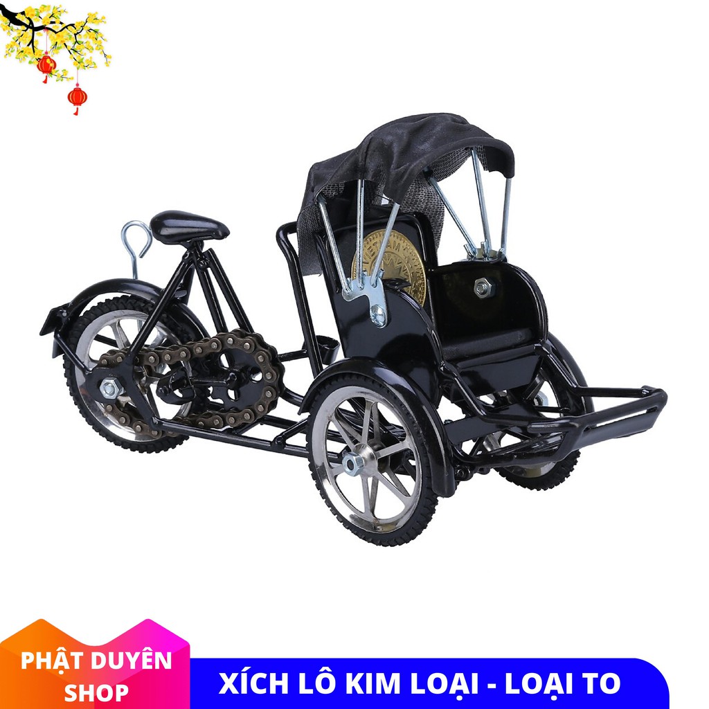 Mô Hình Xe Xích Lô Sắt - Size Lớn - Màu Đỏ