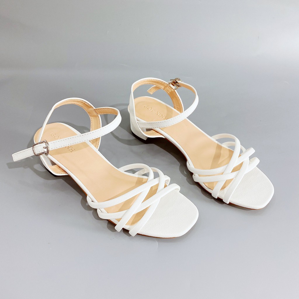 Giày sandal cao gót nữ GÓT XINH GD8 da mềm trụ vuông cao 3cm