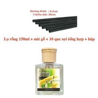 Lọ rỗng đựng tinh dầu khuếch tán bằng thuỷ tinh size 150ml kèm theo 10 que sợi tổng hợp & hộp