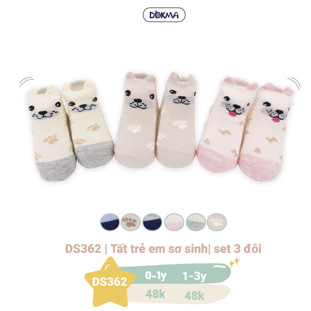 Set 3 đôi tất trẻ em Dokma thu đông cho bé (0-3T)