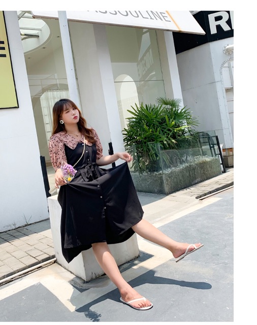 Váy yếm big size form dài cài nút trước size 65-105kg
