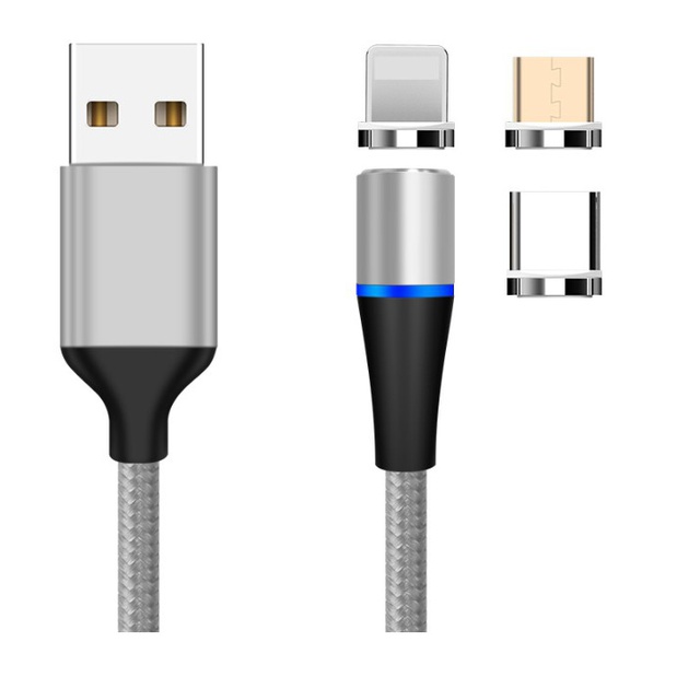 Dây cáp sạc nam châm hỗ trợ sạc nhanh QC 3.0, truyền dữ liệu 7 chân sạc đầu Iphone | Micro USB | Type C xoay 360 độ