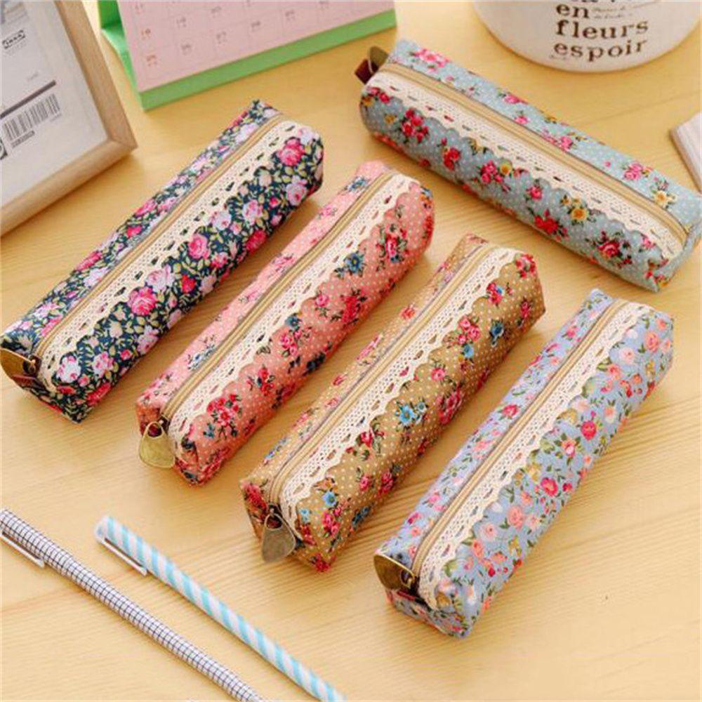 Túi Đựng Đồ Trang Điểm Mini Họa Tiết Hoa Vintage Có Khóa Kéo