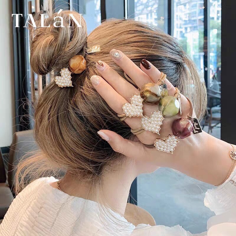 SÉT 3 DÂY BUỘC TÓC HÌNH TIM ĐÁ TRÒN SIÊU XINH SIÊU SANG