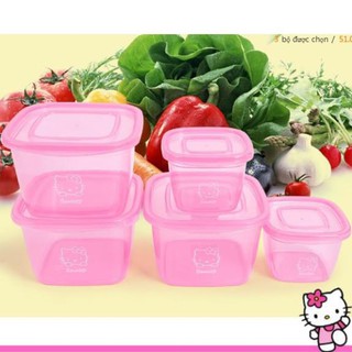 🌸🌸5 hộp nhựa đựng thực phẩm Hello Kitty