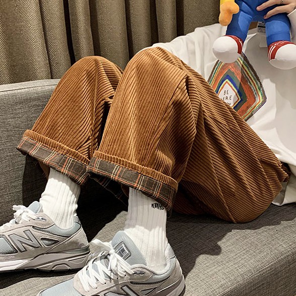 Quần dài ống rộng thời trang cho nam và nữ Thêm quần ống thẳng nhung