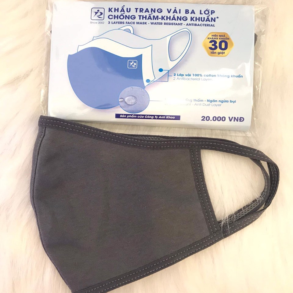 [CHÍNH HÃNG] Khẩu Trang Vải 3 Lớp Kháng Khuẩn - Chống Thấm - Tái Sử Dụng 30 Lần | BigBuy360 - bigbuy360.vn