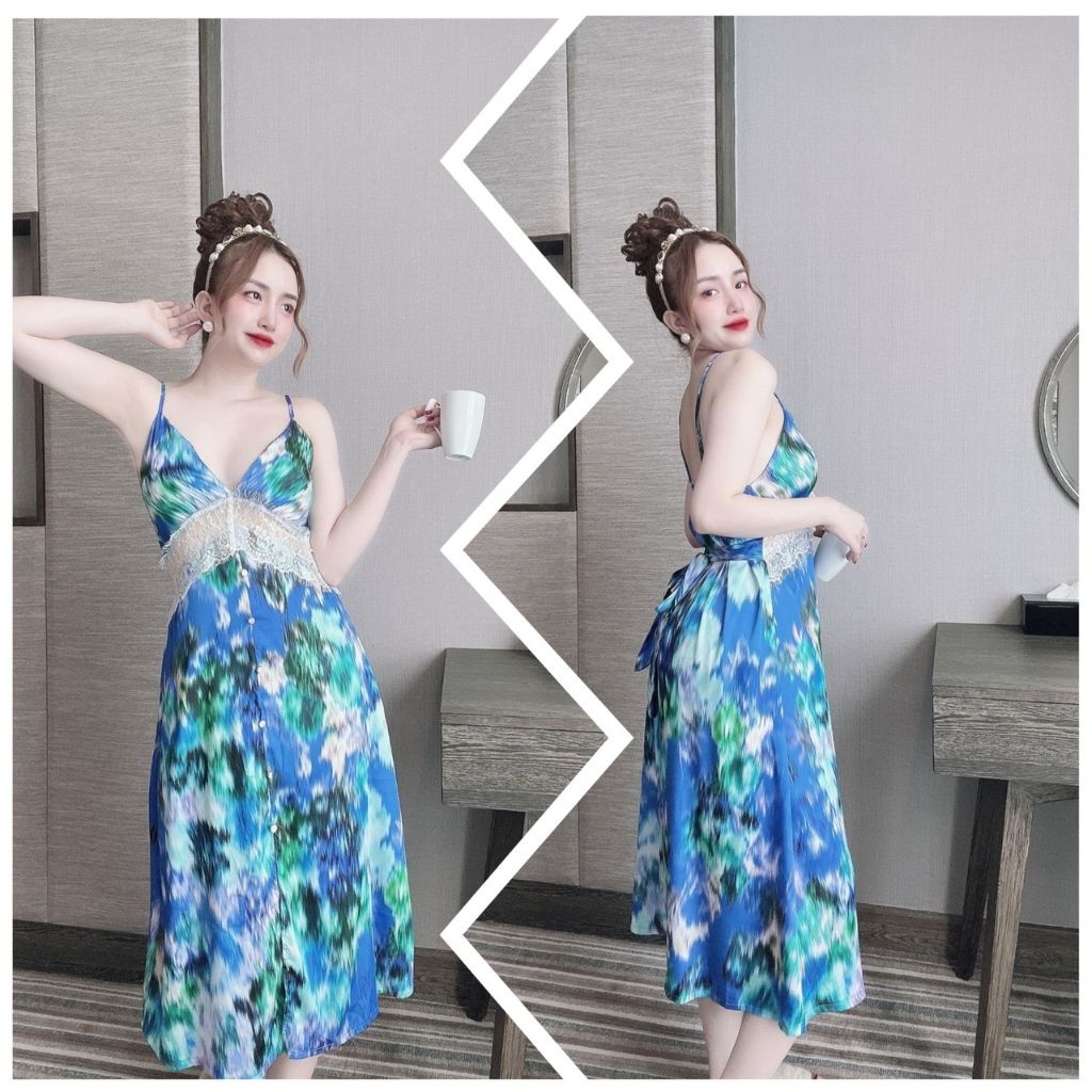 Váy ngủ sexy ❣️FREE SHIP❣️ Đầm ngủ sexy lụa Latin Chất Siêu Mát Dáng Siêu Xinh &lt; 60KG