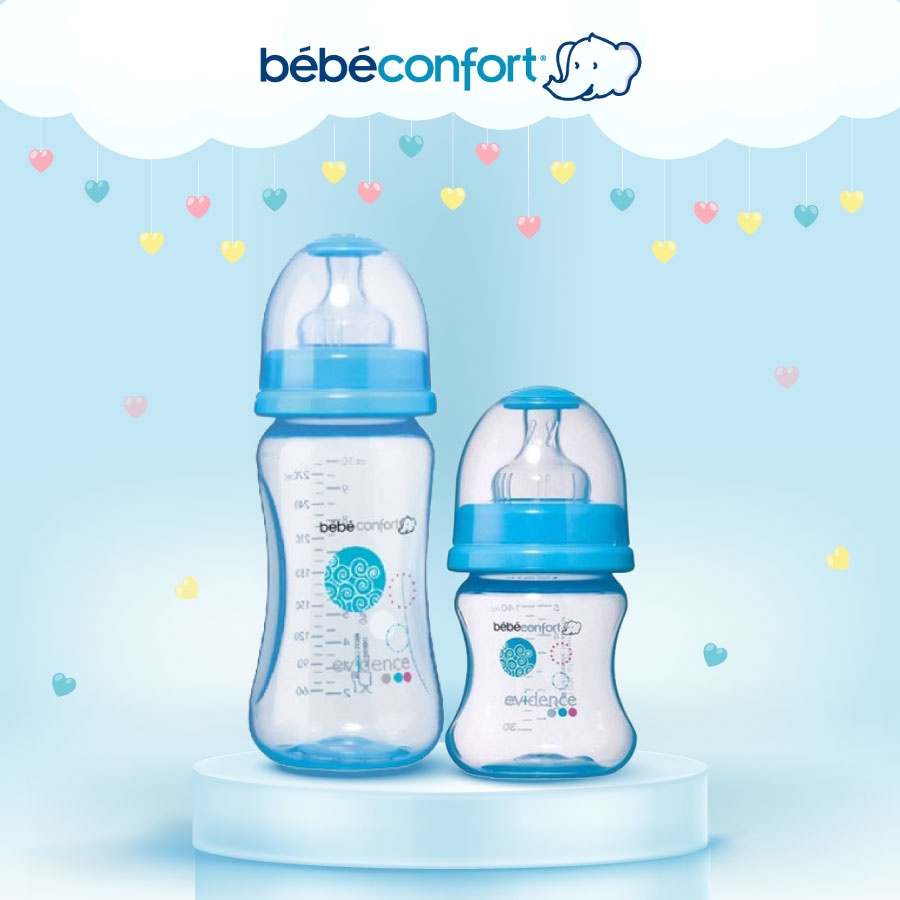 Bình sữa cho bé sơ sinh chống sặc cổ rộng BebeConfort Evidence 140ml &amp; 270ml