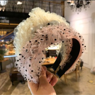Cài Tóc Chấm Bi Ren Đen Trắng