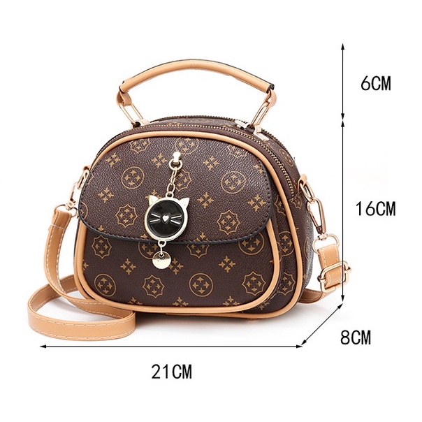 Túi xách nữ thời trang khóa phụ kiện mèo xinh xắn đeo chéo 252