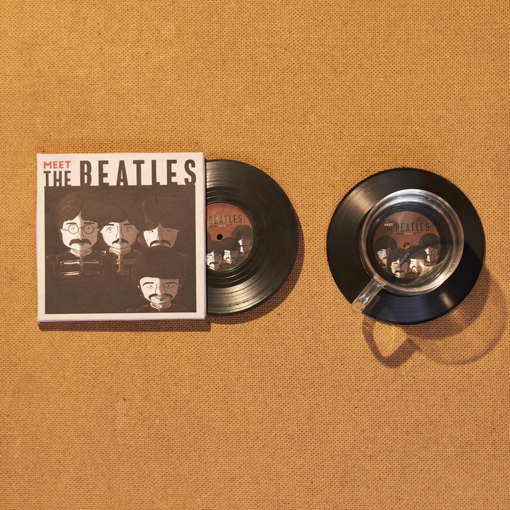Bộ 2 Lót ly Hình Đĩa Than Album Meet the Beatles - CS009