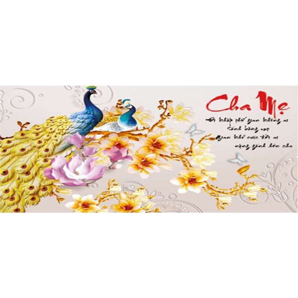 Tranh đính đá chim công