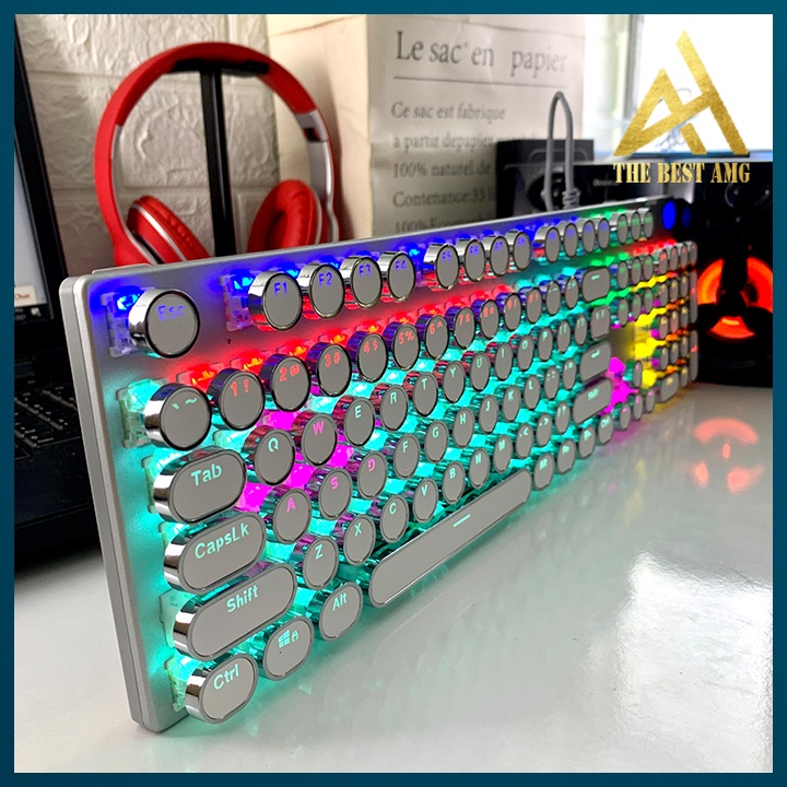 Bàn Phím Cơ Gaming Led Rgb HP GK400Y Trắng Bàn Phím Máy Tính Có Dây Keycap Xuyên Led Chơi Game Laptop