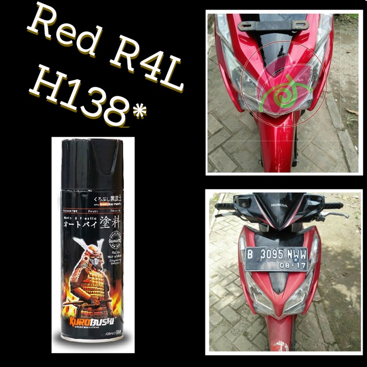 Sơn xịt Samurai màu Đỏ R4L - H138 (400ml) (cần sơn trên nền màu Bạc để lên được đúng màu)