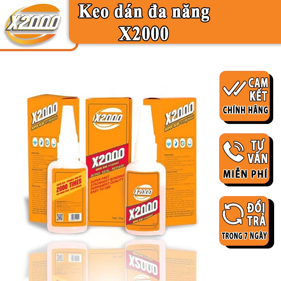 Keo dán X2000 siêu dính, keo dán đa năng dán tất cả vật liệu bằng gỗ, thủy tinh, dán nhựa an toàn với da tay (Keo nước)