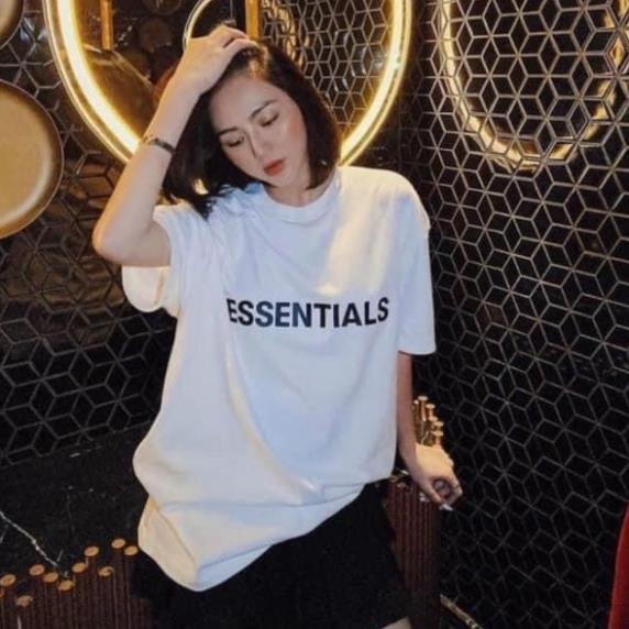 Áo thun nữ Essentials form rộng tay lỡ chất vải Cotton Nhung cao cấp mềm mịn, áo phông đen trắng Unisex nam nữ